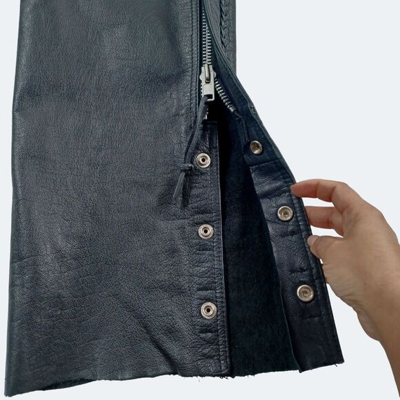 Hudson Biker Braided Leather Chaps Unisex Size Small - Picture 4 of 10